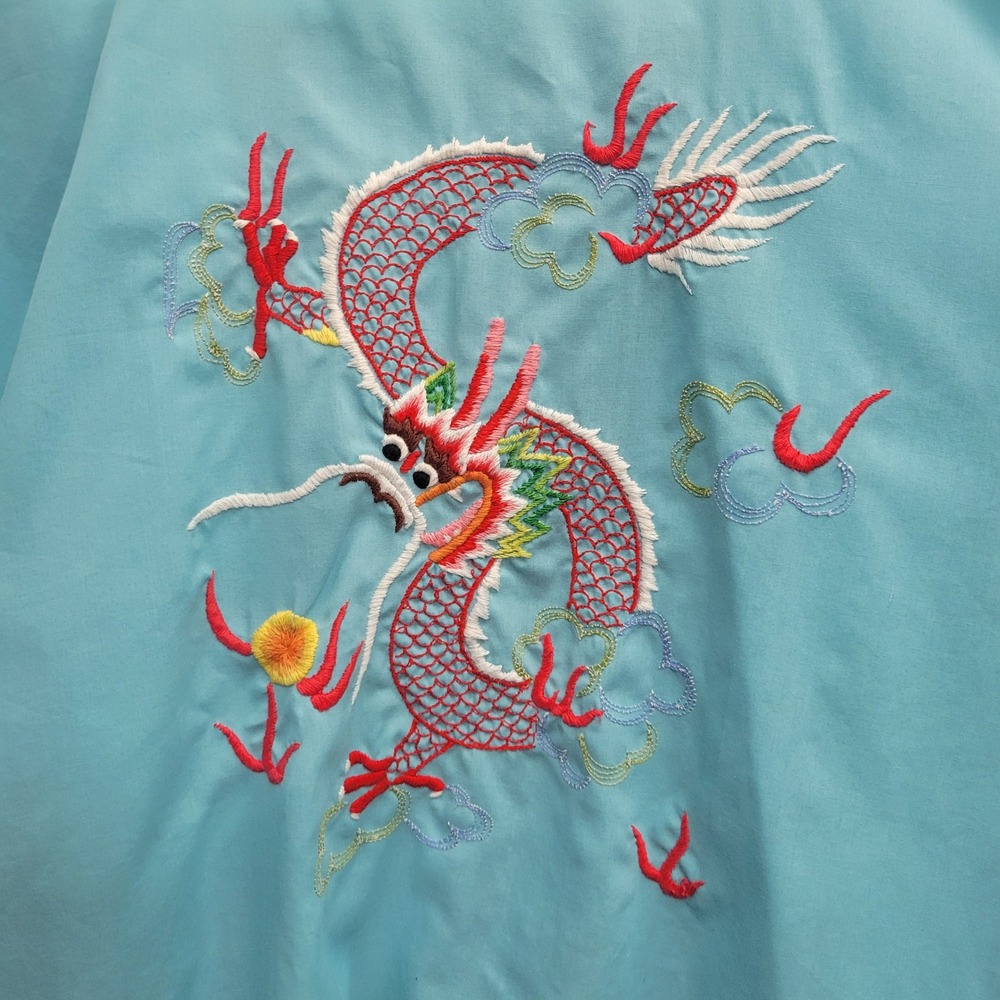 VTG Plum Blossom Kimono Robe M Embroidered Dragon Boho Festival Oriental *FLAW - Picture 6 of 9